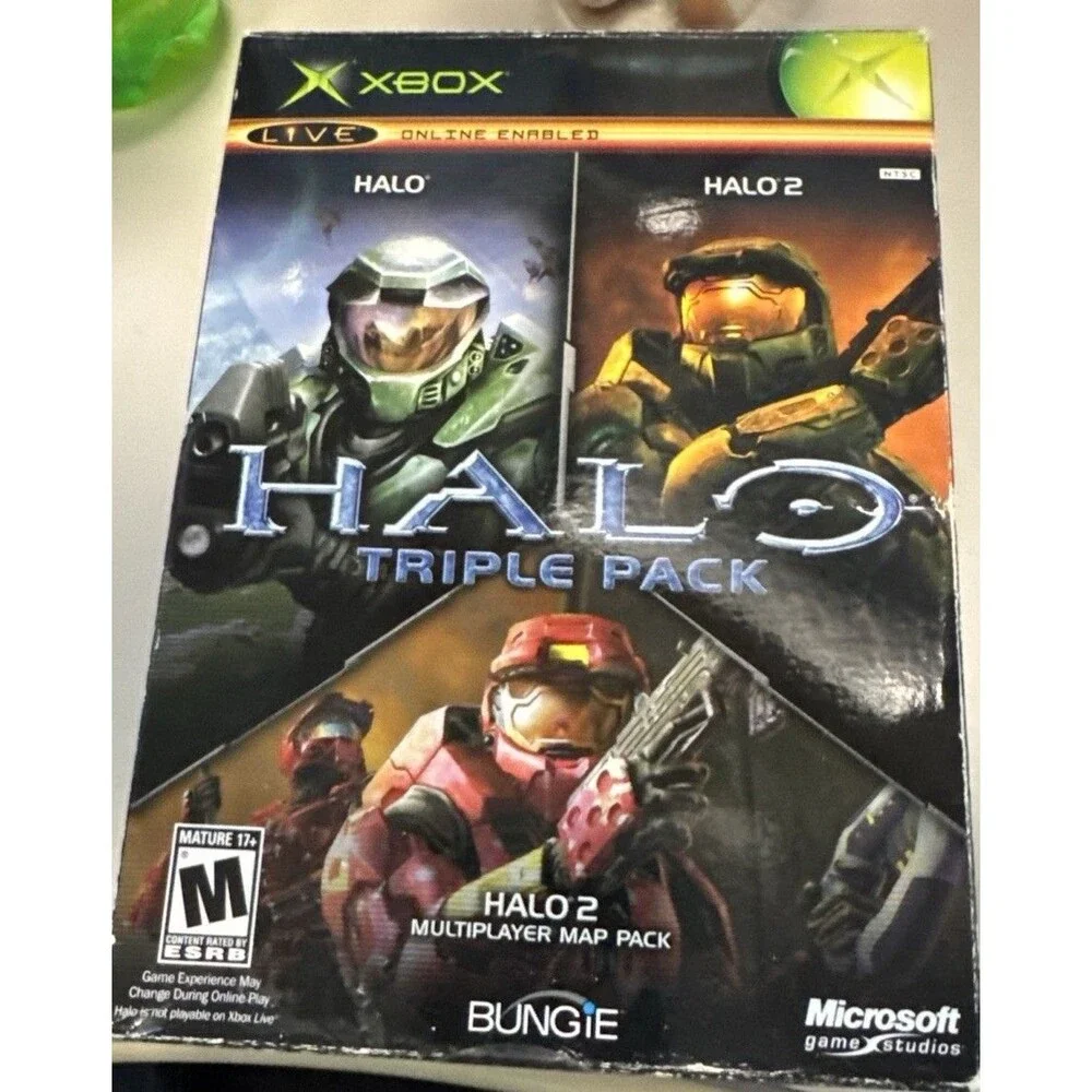 Halo Triple Pack - Complete, CIB - Halo, Halo 2, Halo 2 Map Pack - Xbox